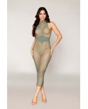 Robe bodystocking en filet dans un design géométrique sans couture - DG0489SAG