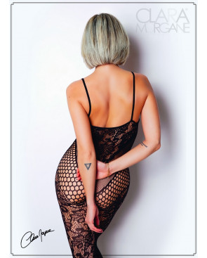 Bodystocking en dentelle florale et fine résille - Le Numéro 19 - Collection Bodystocking - CM99019