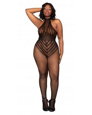 Bodystocking en résille grande taille - DG0402XBLK