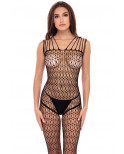 Bodystocking large maille ouvert à l'entrejambe - REN7095-BLK