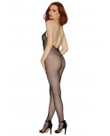 Bodystocking résille noir dos nu entre-jambes ouvert - DG0017BLK