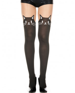 Collant semi opaque avec tête de chat fantaisie - MH7141BBE