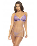 Babydoll couleur lavande et chair Verona, en dentelle et résille transparente - MAL7540LLCN Babydoll couleur lavande et chair Verona, en dentelle et résille transparente - MAL7540LLCN