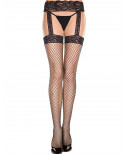 Collant noir résille effet bas porte-jarretelles - MH7996BLK