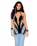 Nuisette stylée noire et transparence avec porte-jarretelles - DG13376BLK