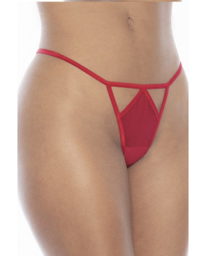 Nuisette fine résille rouge avec bonnets ouverts et string  - MAL7508RED