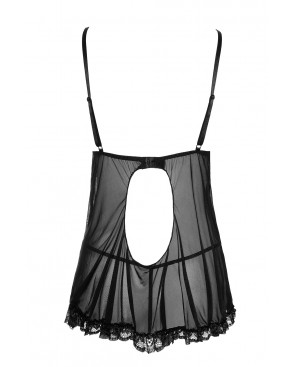 Nuisette en résille et dentelle noire avec string - R2740796