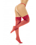 Bas en nylon sexy rouge autofixant  - MAL1108RD