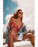 Ensemble 2 pièces brodé rose et bleu, bustier et string - MAL8926SEGA