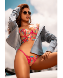 Ensemble 2 pièces brodé rose et bleu, bustier et string - MAL8926SEGA