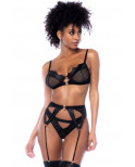Ensemble 3 pièces en wetlook noir - MAL2767WBLK