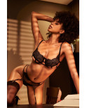 Ensemble 3 pièces en dentelle - MAL8889BLK