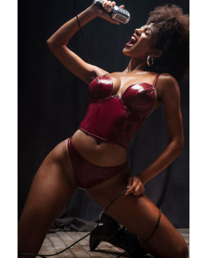Ensemble 2 pièces en vinyle bordeaux - MAL2761GLWN