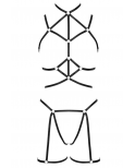 Ensemble 3 pièces soutien-gorge harnais, porte-jarretelles et string - R24805221101