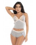 Pyjama 2 pièces, top et short en coton gris - MAL7512GREY