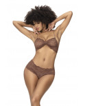 Ensemble 2 pièces, top et tanga en dentelle couleur cacao - MAL207COCO