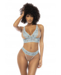 2 en 1 Nuisette et ensemble 2 pièces Abilene en dentelle et résille transparente - MAL7541LBLN