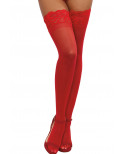 Bas rouges nylon autofixants jarretières dentelle - DG0005RED