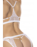 Ensemble 2 pièces blanc Goldie, soutien gorge avec armatures, bretelles réglales et culotte string ouverte - MAL8840WHT