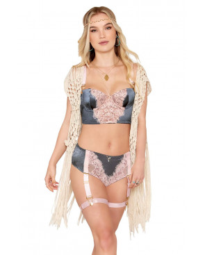 Ensemble soutien-gorge et culotte porte-jarretelles vintage - DG13223CHA
