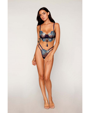 Ensemble soutien-gorge avec chainettes amovibles et string  - DG13224DEN