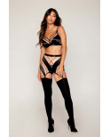 Ensemble Soutien-gorge, jupe porte-jarretelles, string    - DG13377BLK