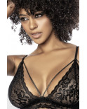 Ensemble 3 pièces en fine dentelle florale noire - MAL8798BLK