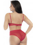 Ensemble deux pièces en dentelle rouge - MAL8815RED
