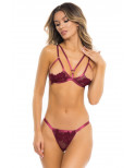Ensemble 2 pièces rouge bordeaux comprenant soutien gorge et string - REN53033-BUR