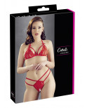 Soutien-gorge en dentelle rouge avec bonnets détachables et string - R221125430