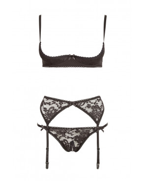 Ensemble sexy trois pièces en dentelle noire - R2210185