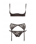 Ensemble sexy trois pièces en dentelle noire - R2210185