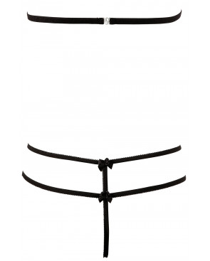 Soutien-gorge en dentelle noire avec bonnets détachables et string - R221125410