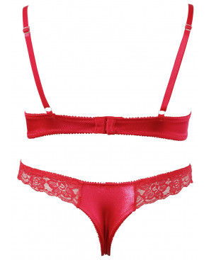 Soutien-gorge demi seins avec armatures et son string ouvert - R2220199