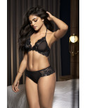 2 en 1, nuisette ou ensemble avec shorty dentelle - MAL7434BLK
