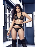 Ensemble de trois pièces en fine résille noire - MAL2686BLK