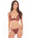 Ensemble 2 pièces  avec soutien-gorge à armatures et string dentelle - REN53024-BUR