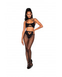 Ensemble de deux pièces avec brassière à lanières et collants.- DG0390BLK