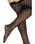 Bas résille noire transparent imprimé - MAL1112BLK