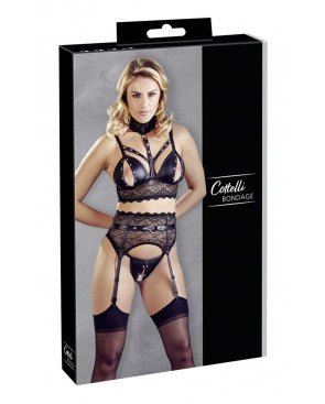 Ensemble soutien-gorge, porte jarretelles et culotte noir sexy - OR2213346BLK