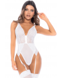 Body blanc avec jarretelles intégrées - MAL8934WHT