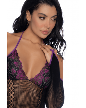 Body noir et violet et mitaines amovibles - MAL1121BKPU