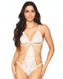 Body blanc avec perles et chainettes - DG13310WHT