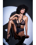 Body string noir en maille transparente - MAL2773BLK