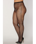 Collant résille grande taille avec dessin et strass sur les côtés - DG0436XBLK