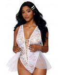Body dentelle blanc avec tulle amovible - DG12918WHT
