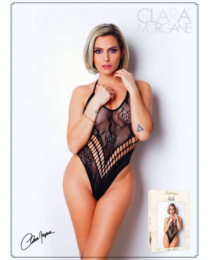 Body effet string sexy noir en résille - Le Numéro 4 - Collection Body - CM98005