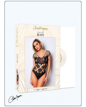 Body noire en résille et lanières - Le Numéro 1 - Collection Body - CM98001