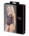 Body string en dentelle et résille noire avec perles à l'entrejambe - R2642425