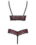 Body string en dentelle florale bicolore et résille - R2642859